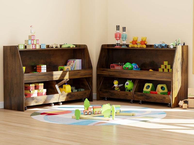 COZPAW Toy Storage Organizer, 2 Tier Montessori Shelf with Movable Bins, Toy Organizers Book Shelf for Kids Room, Playroom, Nursery COZPAW Toy Storage Organizer, 2 Tier Montessori Shelf with Movable Bins, Toy Organizers Book Shelf for Kids Room, Playroom, Nursery