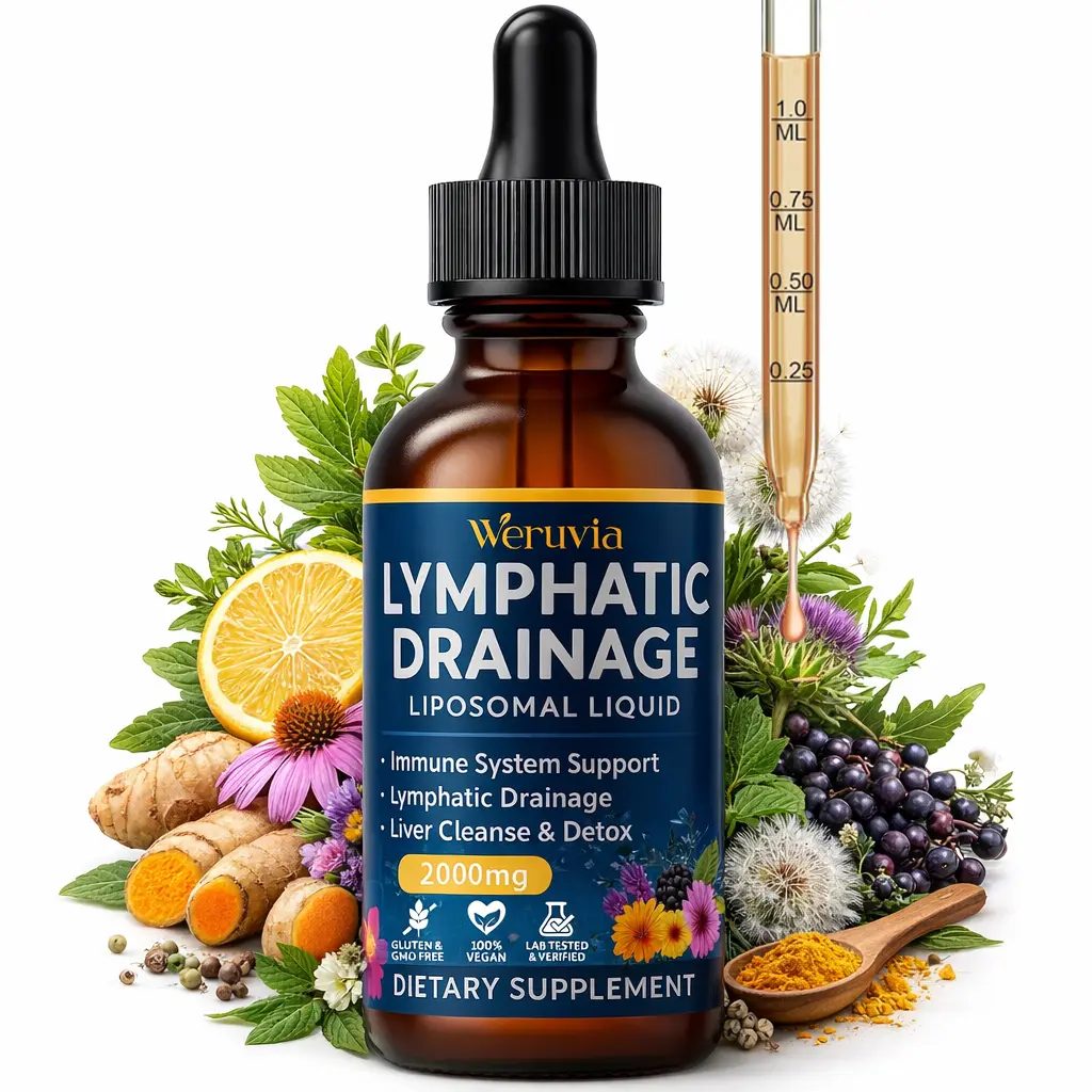 Liposomal Lymphatic Drainage Drops 2000mg - 17-in-1 Health Dietary Supplement, Lymph System Support, Liver Cleanse Detox with Milk Thistle, Dandelion, Elderberry, Echinacea & Full Vitamin Complex, 2 fl oz,summerwins