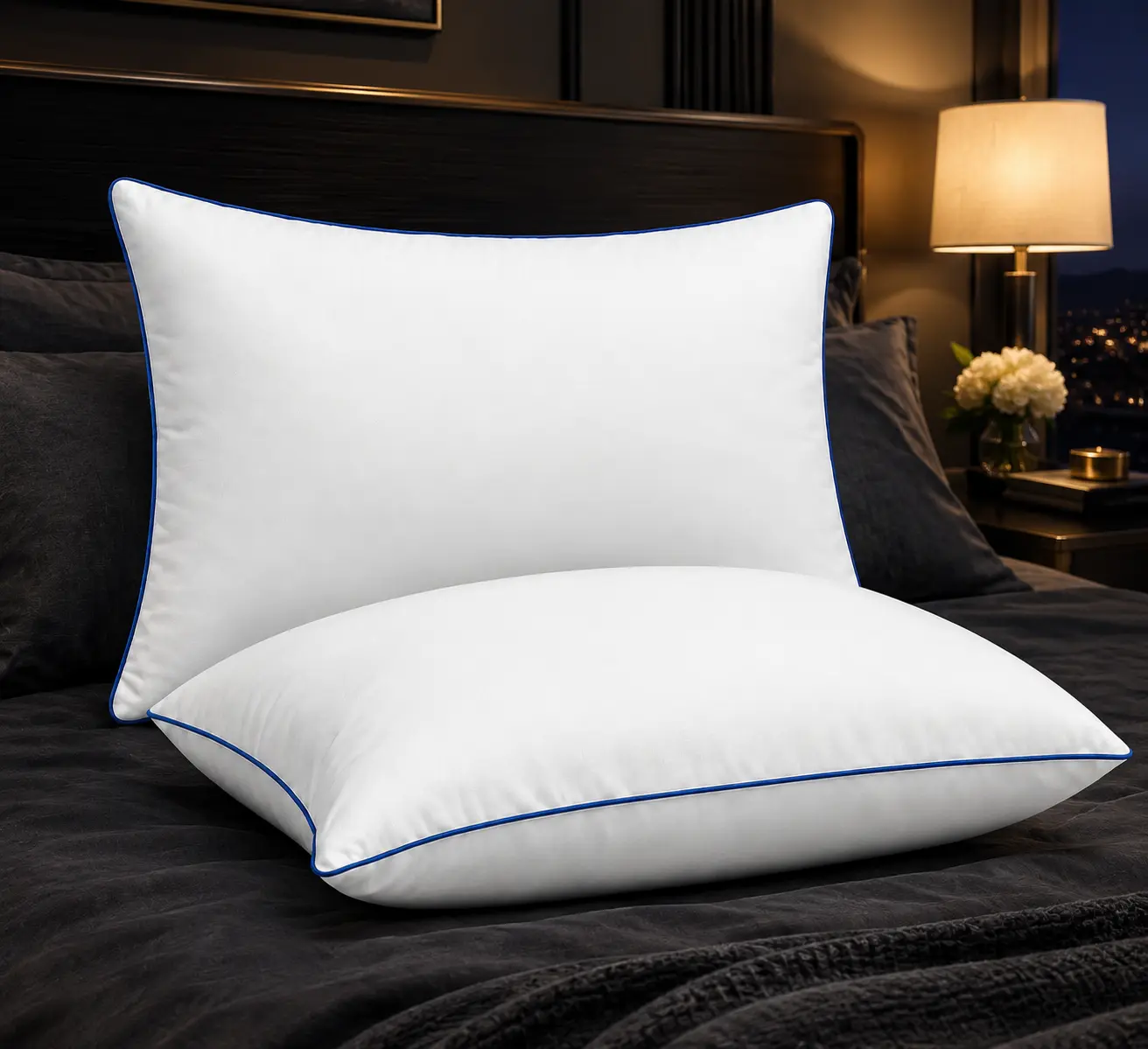 Hotel Style Sleeping Pillows, Luxury Soft Plush Bed Pillows with High Loft Fiber Fill, Gusseted Design for Head and Neck Support, Breathable Pillow Insert for Side Sleeper Back Sleeper and Stomach Sleeper, Premium Home Bedding