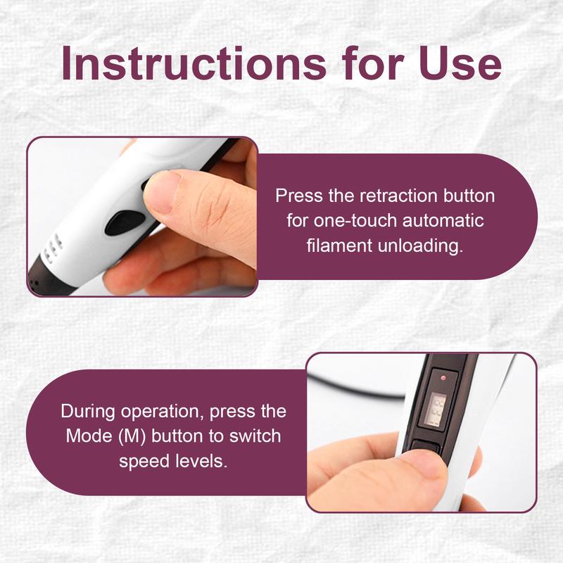 3D Printing Pen Set, Includes 3D Pen, 3 Starter Colors of PLA Filament, Creative DIY Gift for Kids and Children, Ideal for Birthday and Christmas Presents