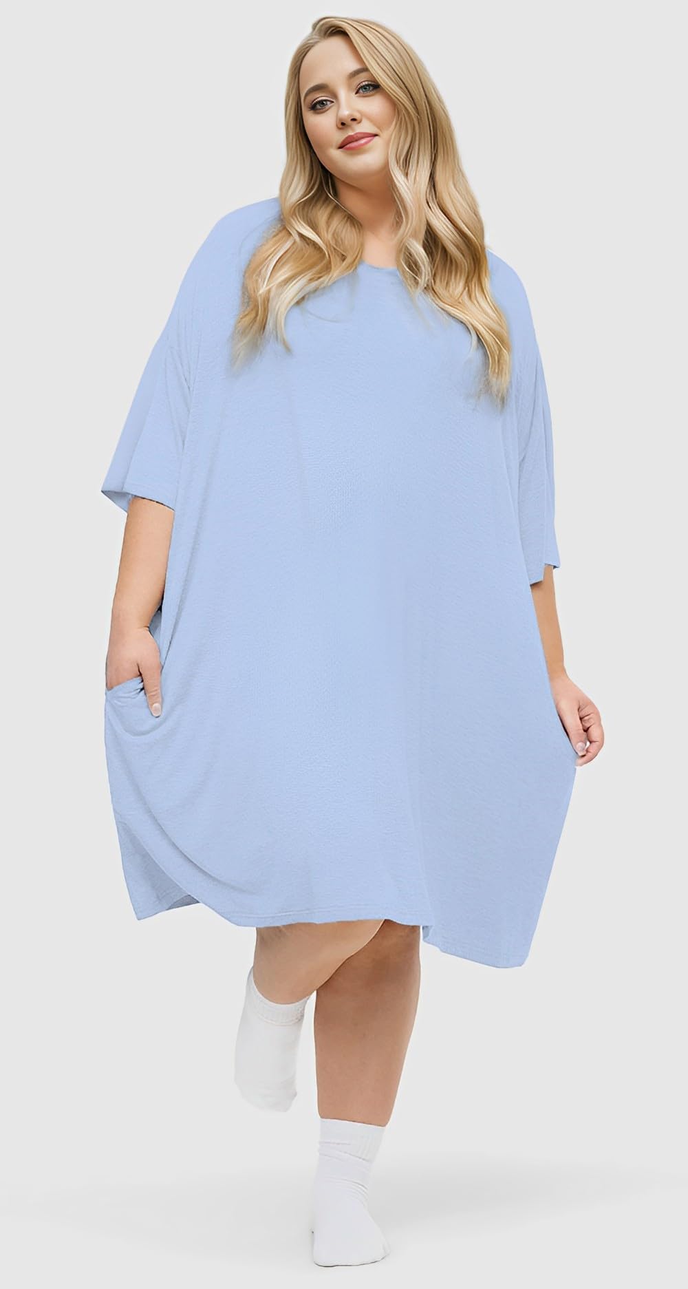 KFUBUO Plus Size Nightgowns for Women Oversized Sleep Shirts Bamboo Viscose Sleep Tee Short Sleeves Print Sleepwear With Pocket  Comfortable Cute Fits S-5XL Pajamas  Loungewear Soft Stretchy SpringStatements