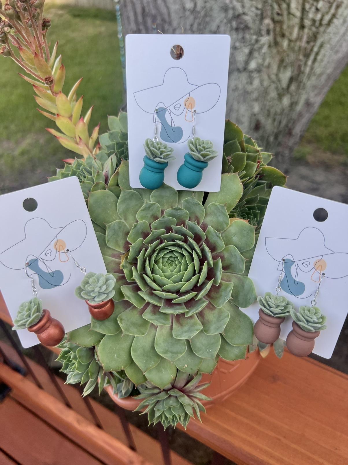 Succulent Plant Earrings