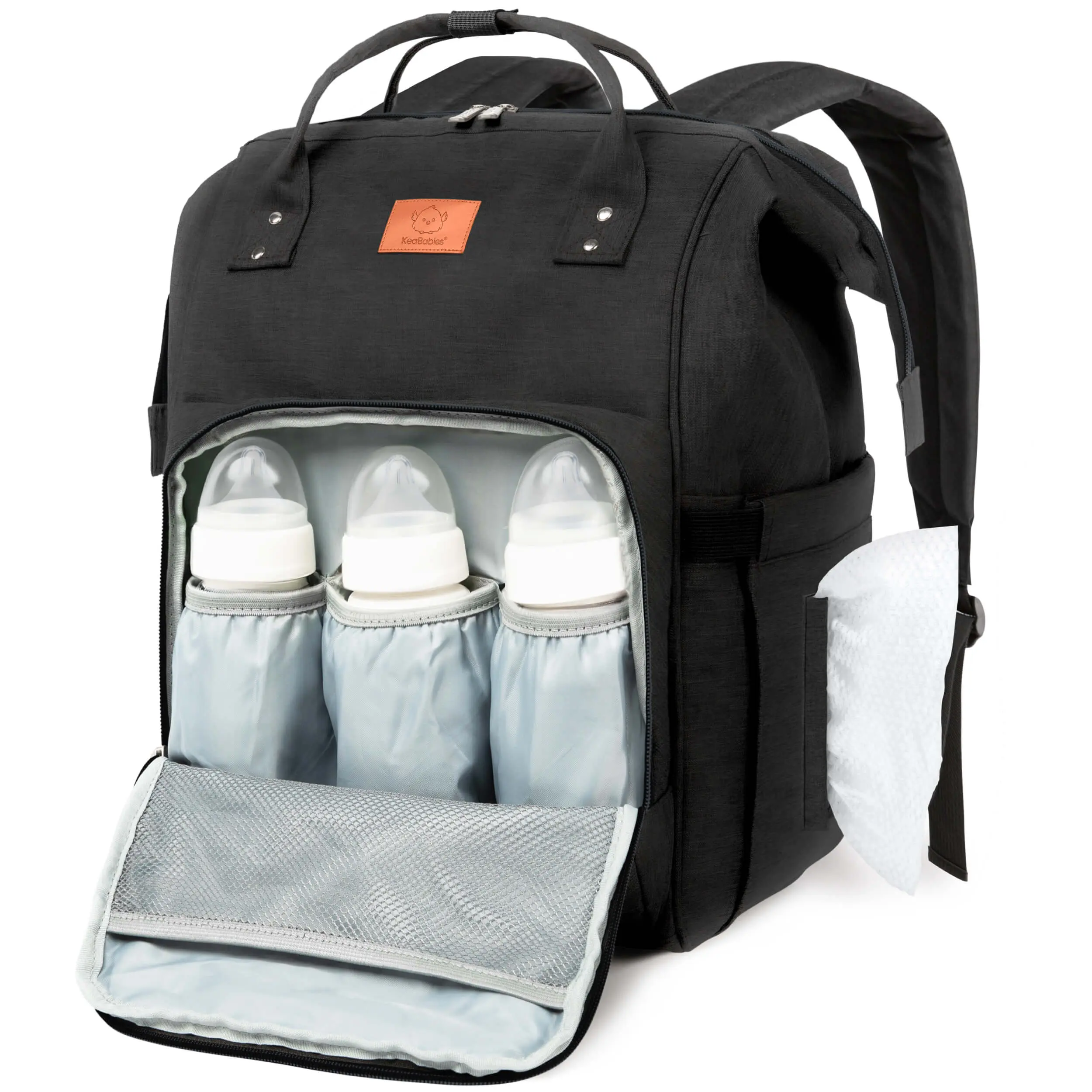 KeaBabies Baby Diaper Bag Backpack - Large Baby Bag for Boys, Girls, Waterproof Multi Function Travel Diaper Backpack with Changing Pad, Durable Travel Essentials for Moms and Dads