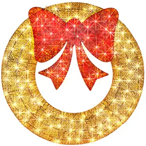 Best Choice Products 30in Pre-Lit Outdoor Christmas Wreath, LED Metal Holiday Décor w/ 100 Lights, Bow