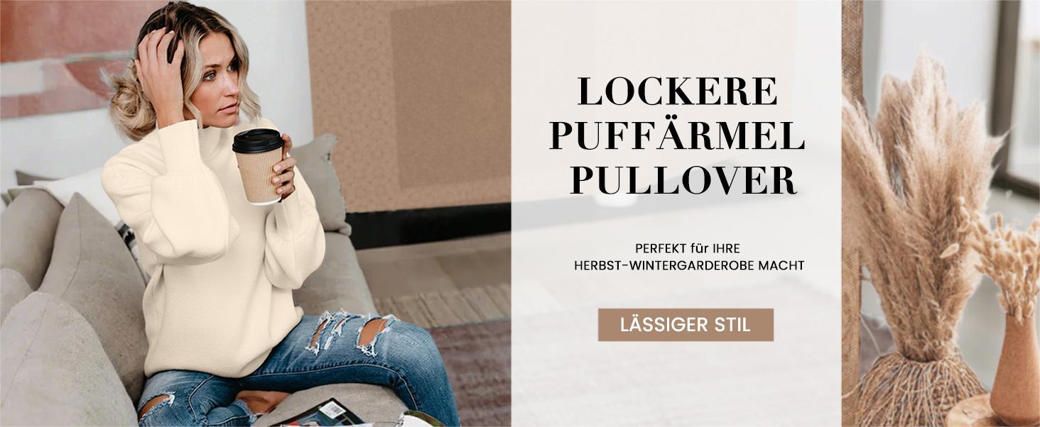 ZEAGOO Sweaters for Women Pullover Turtleneck Long Sleeve Oversized Lantern Ribbed Knit Sweater Tops Womenswear Casual Check Comfy