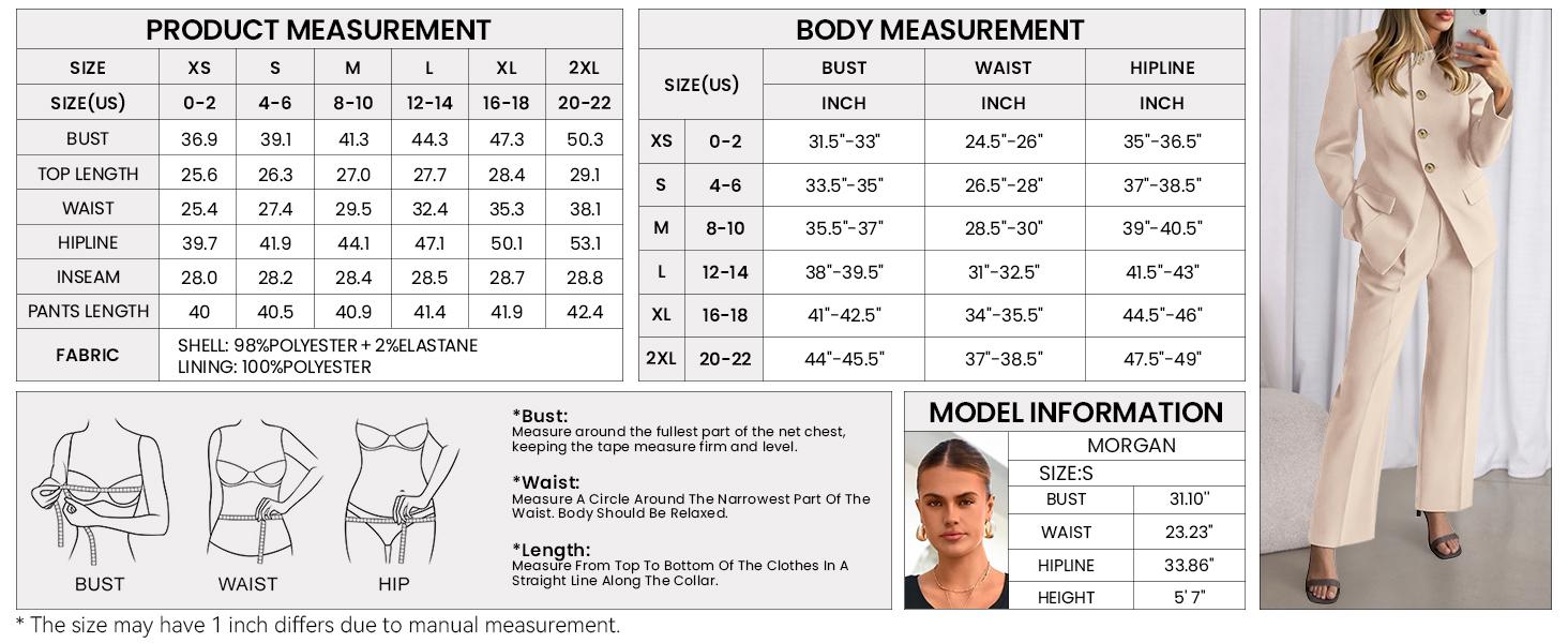 BTFBM Women Trendy Two-Piece Outfit Lightweight Blazer and Pants Set for Casual Office and Daily Wear