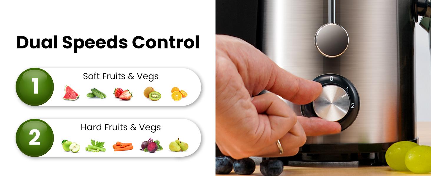 GDOR 800W Juicer Machines, Extra Large 3 Inch Feed Chute Juicer for Whole Fruits and Vegs, Centrifugal Juice Maker with High Juice Yield, Easy to Clean with Brush, 2 Speeds, BPA-Free, Silver