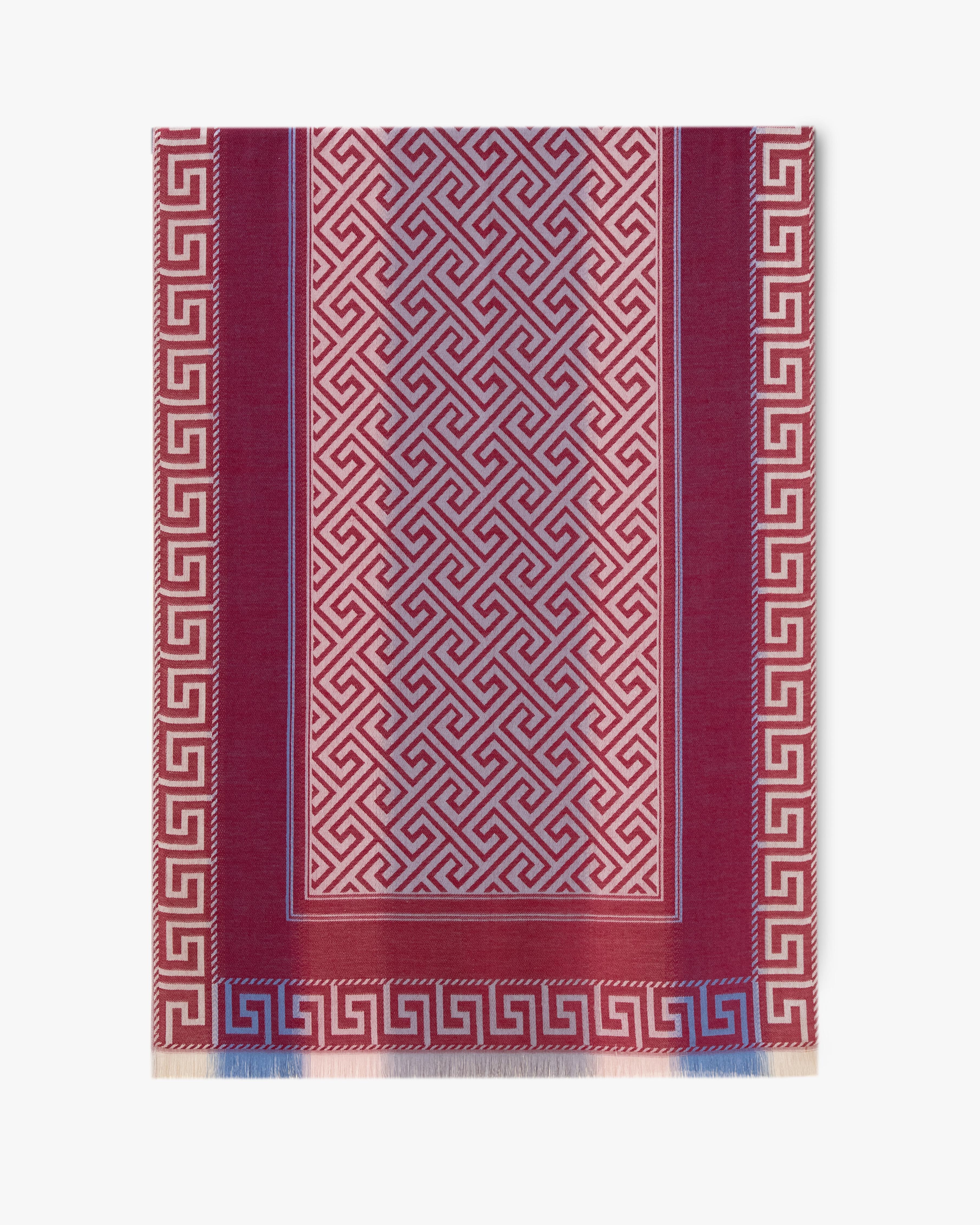 Geometric Greek Key Pattern Scarf – Elegant Soft Woven Wrap with Classic Border Design Trendy Solid Shawl Fringe Trim Shawl Geometric Greek Key Pattern Scarf – Elegant Soft Woven Wrap with Classic Border Design Trendy Solid Shawl Fringe Trim Shawl