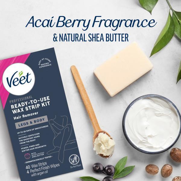 Veet Ready-to-Use Dermatologically Tested 2-sided 20 Strips Hair Remover Wax Strip Kit for Legs & Body Waxing Set Veet Ready-to-Use Dermatologically Tested 2-sided 20 Strips Hair Remover Wax Strip Kit for Legs & Body Waxing Set