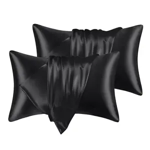 XAKING 2-Pack Satin Pillowcases for Hair and Skin, Silky Soft Cooling Pillow Case with Envelope Closure, Luxury Bedding Essentials, Queen/King Size | Year-Round Use