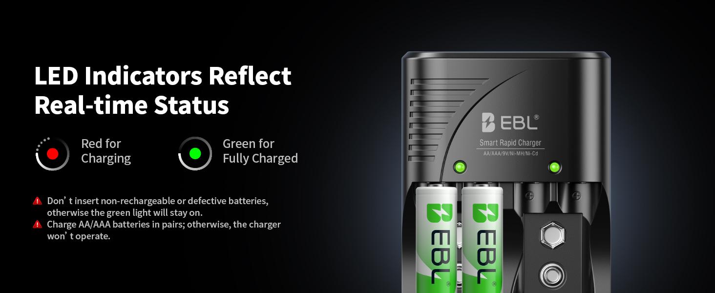 EBL 3 in 1 Multiple Function Battery Smart Charger With AA AAA Rechargeable Batteries Kit