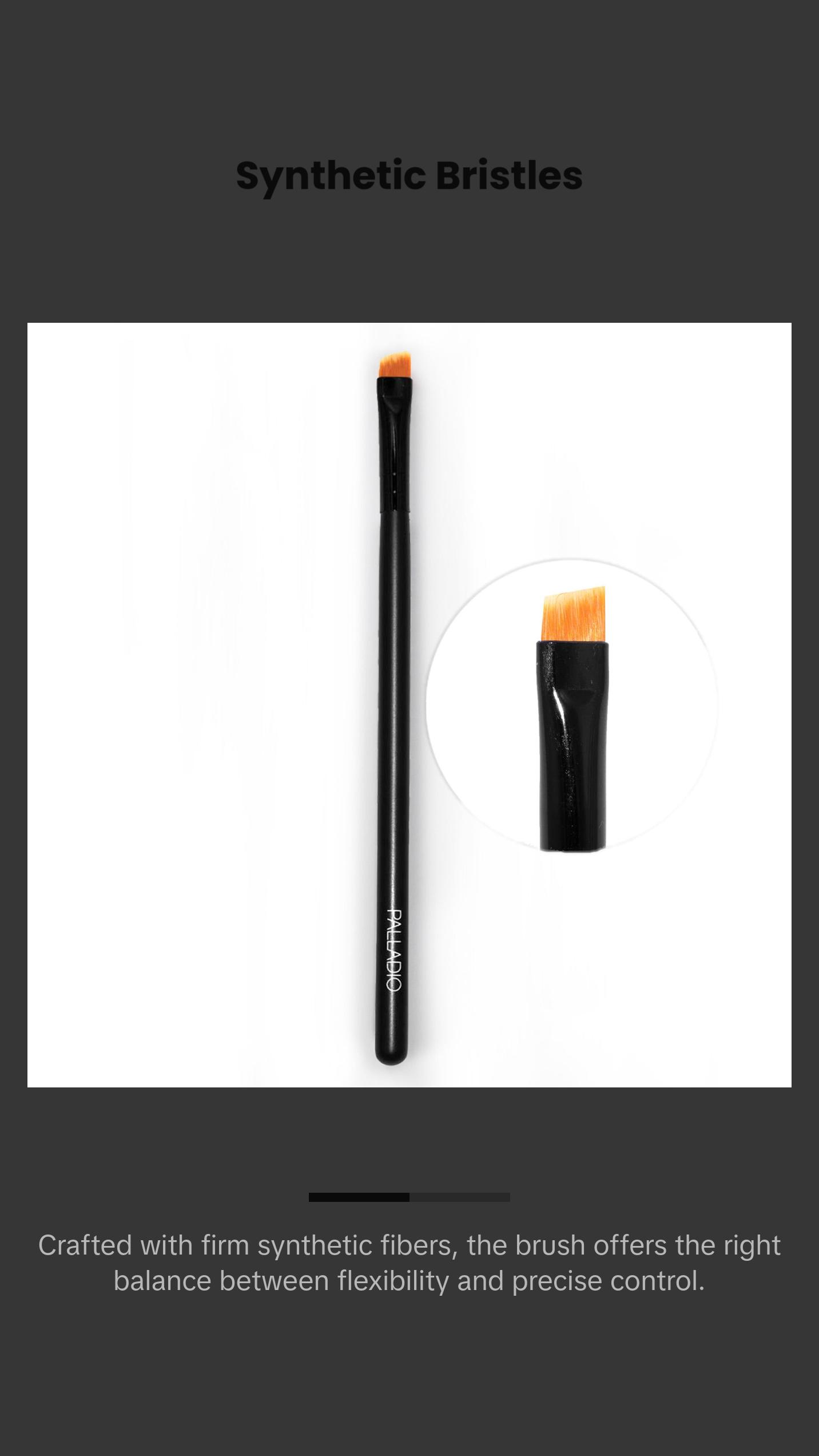 Palladio Angle Liner Brush, Precise Definition, Vegan Brush, Short Stiff Brush, Perfect Detail, Flawless Straight Line Application