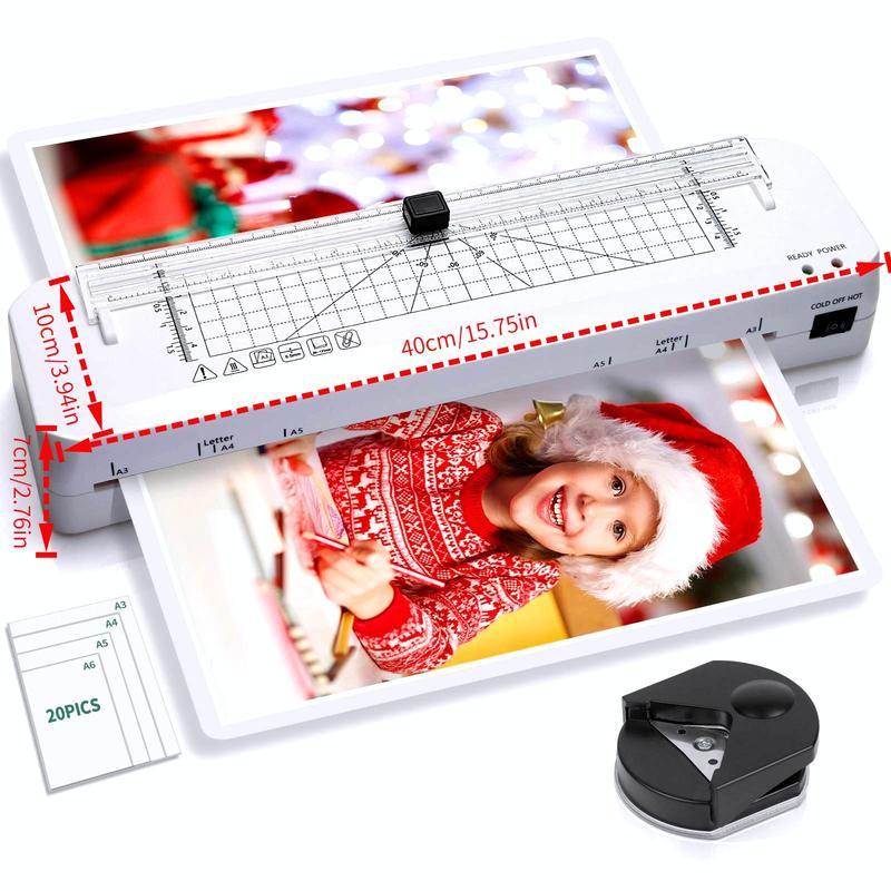 A3 Laminator with 20 Laminating Sheets, Built-in Trimmer, Corner Rounder, Fast Warm-up , Never Jam Technology, 7-in-1 Portable Laminators for Photos/Docs/Cards, 13 Inch Cold and Thermal Lamination Suitable for Family, Office and School A3 Laminator with 20 Laminating Sheets, Built-in Trimmer, Corner Rounder, Fast Warm-up , Never Jam Technology, 7-in-1 Portable Laminators for Photos/Docs/Cards, 13 Inch Cold and Thermal Lamination Suitable for Family, Office and School
