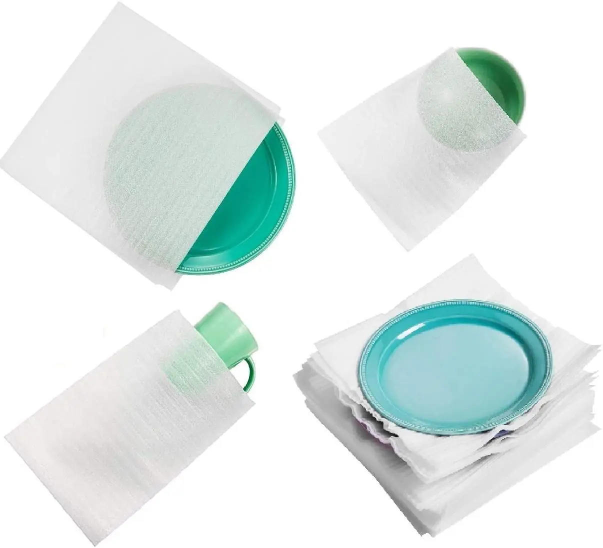 100-Pack Thickened Foam Pouches and Sheets, Dish Packing Supplies for Moving, Cushion Wrap for Plates, Glassware & Fragile Items