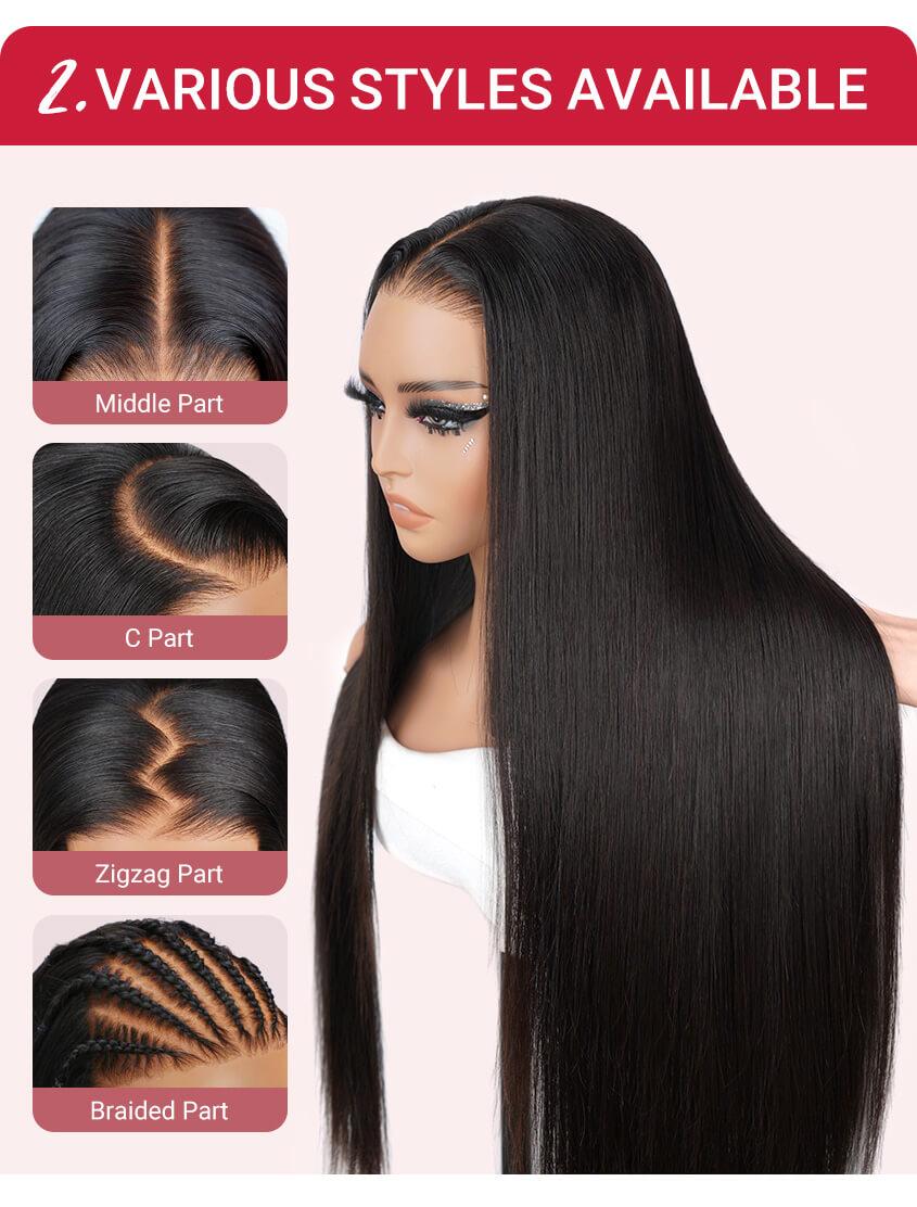 Wiggins Hair Ready To Go Glueless Wig Straight 4x7 & 5x7 Lace Closure Wigs Human Hair Pre Cut Pre Bleached 13x4 Lace Front Wigs Pre Plucked