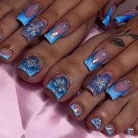 Blue Ombre French tip Flower