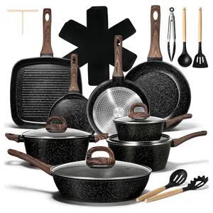 25 Pcs Pots and Pans Set, Nonstick Ceramic Cookware Sets, Healthy Non-Toxic, Large Capacity, Induction Compatible, Cooking Set with Frying Pans & Saucepans, PFAS/PTFE/PFOA Free.