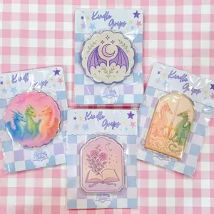 Fantasy Bookish Kindle Grip Collection, Unicorn Dragon Moon Designs, Magical Magnetic Kindle & Phone Holder, Gift for Readers