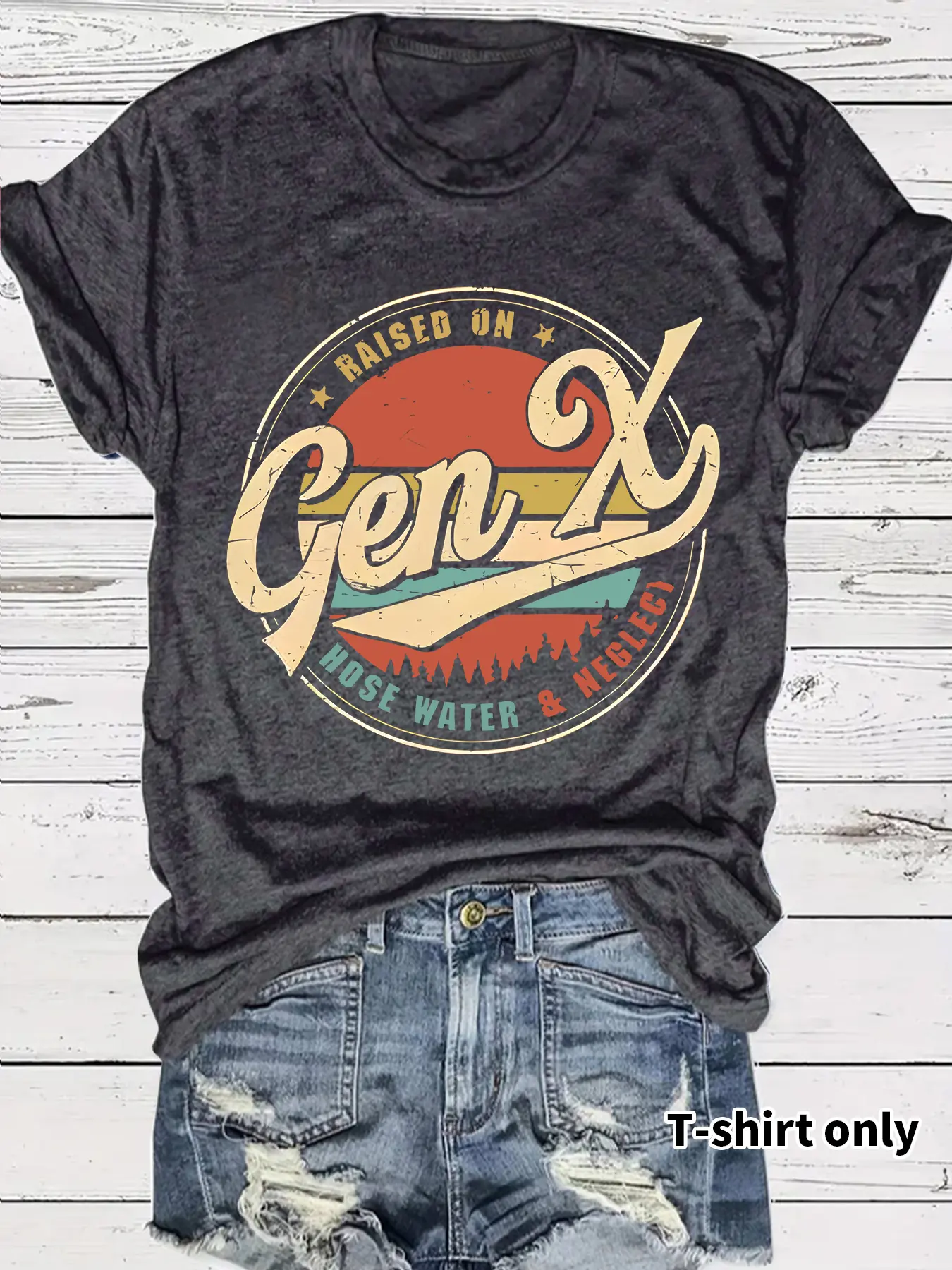 Women's Gen X Print Casual Summer Top, Round Neck Short Sleeve T-Shirt, Casual Printed, Comfortable Breathable, Fitted Style, S-Xxl, Breathable T Shirts