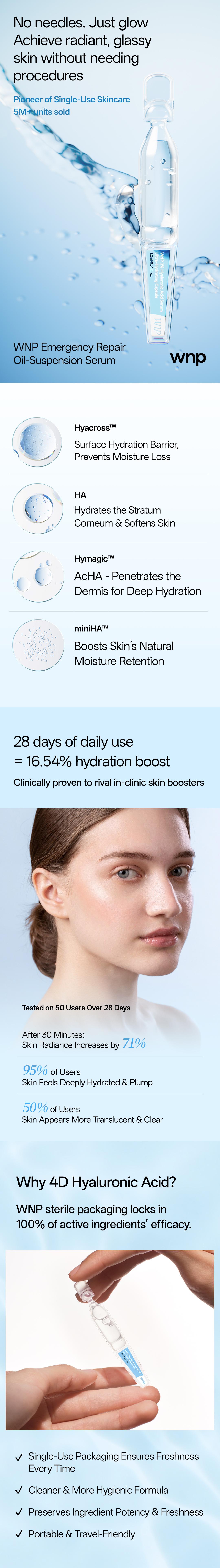 [WNP Official] 10 Vials Pack – 3% Hyaluronic Acid Serum | Travel-Friendly | Fresh Dose Hydration Boost for Radiant Skin | Ideal Gift for Skincare Lovers