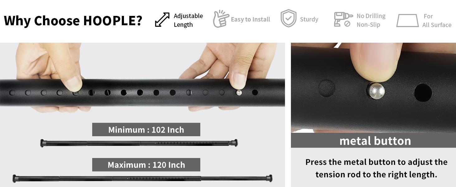 Adjustable Tension Curtain Rod, No Drilling Heavy-Duty Non-Slip Telescoping Rod for Windows Rods of Curtain Window Closet Kitchen Wardrobe Adjustable Tension Curtain Rod, No Drilling Heavy-Duty Non-Slip Telescoping Rod for Windows Rods of Curtain Window Closet Kitchen Wardrobe