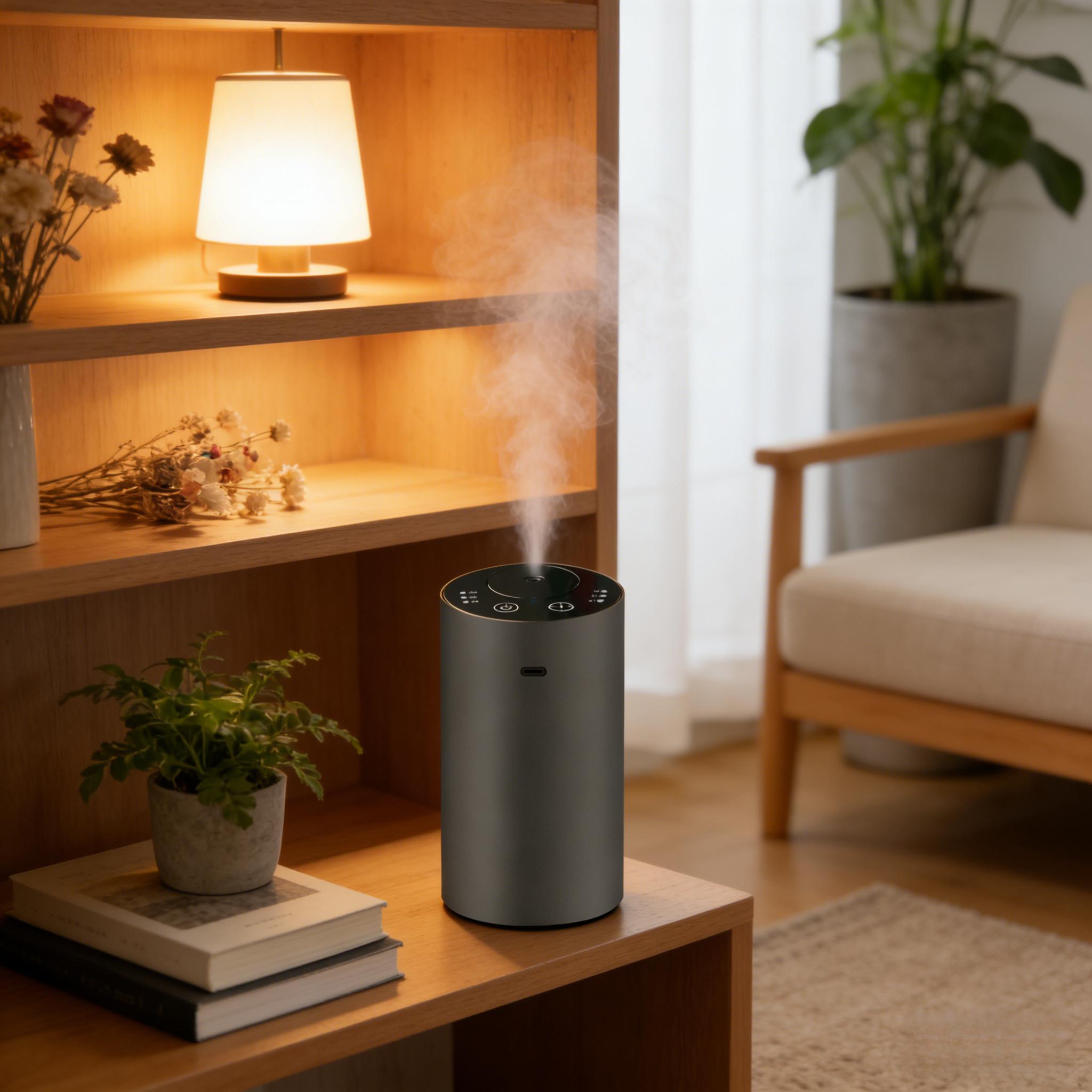 Waterless Essential Oil Diffuser with  Adjustable Mist Cordless Aromatherapy for Car, Portable Air Freshener with Premium Aluminum Alloy & Type-C Charging (Black)