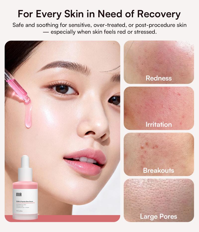 INIA PDRN + Peptide Repair Serum – Dual Repair, Brighten & Even Tone for All Skin Types, Including Sensitive Skin, with Salmon DNA, Peptides & Niacinamide, Layerable with Sunscreen & Makeup
