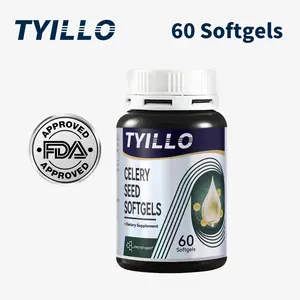 【A】TYILLO Celery Seed Softgels contain celery seed oil, soybean oil, gelatin, purified water, and glycerin, primarily for balancing blood sugar and lowering blood pressure. 60 capsules.