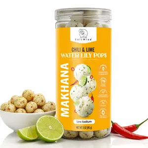 SaltWise Water Lily Pops (Foxnuts/Makhana) - Chili Lime | Low Sodium Plant-Based Snack