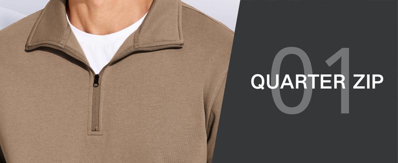 PINSPARK Men's Quarter Zip Fleece Cotton Pullover Sweatshirts Mock Neck Casual Long Sleeve Spring Winter Warm Sweatshirt springtok