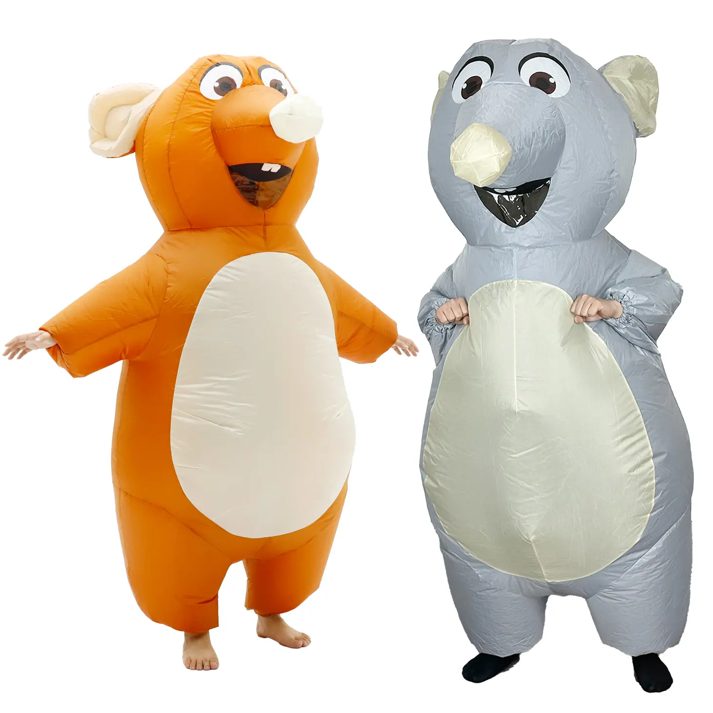 Inflatable Mouse Costume for Adult Blow up Costume Mascot Funny Halloween Cosplay Costume Suit Kigurumi Fursuit Beige