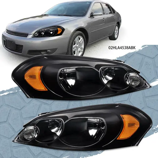CROSSDESIGN Headlights Fit For 06-13 Chevy Impala/ 06-07 Monte Carlo Amber Corner Clear Lens
