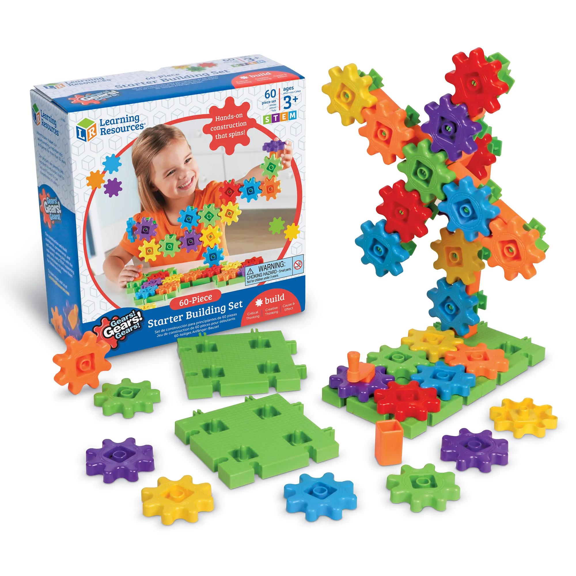 Learning Resources Gears! Gears! Gears! Starter & Mega STEM Building Set, 60-Piece and 225-Piece Engineering Kit for Kids to Build, Create, and Learn, Develops Critical Thinking and Fine Motor Skills, Ages 3+, Great for Home or Classroom Play
