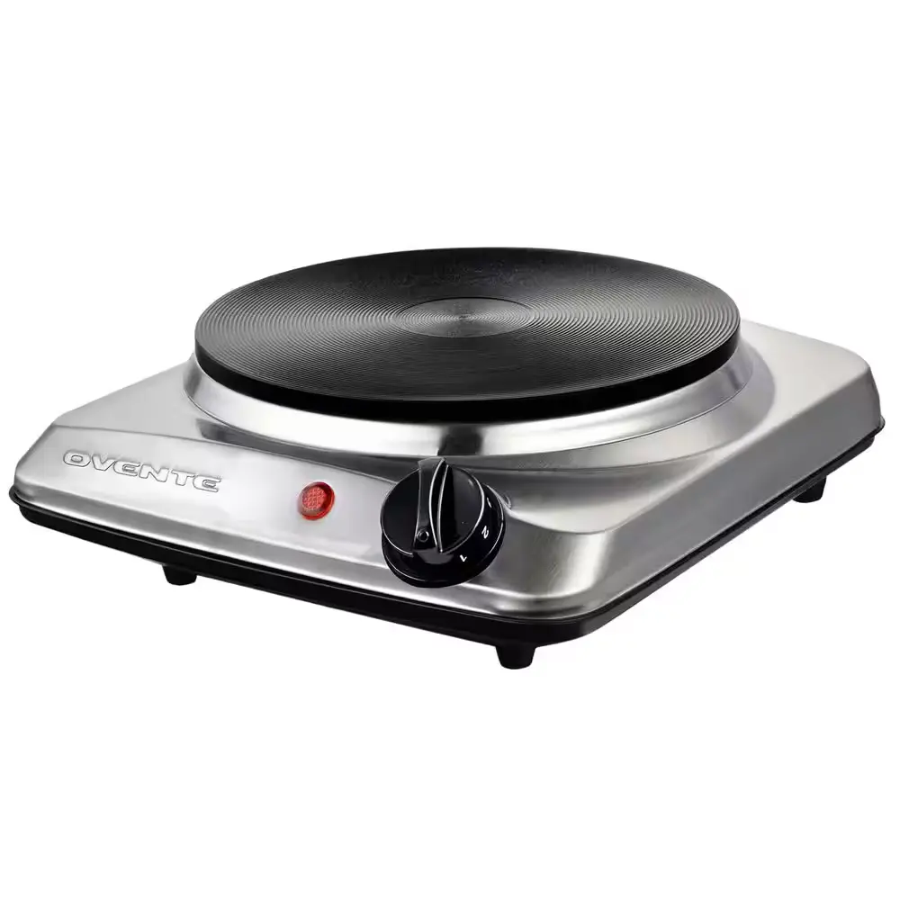 NEW Portable 7.25 in Silver Single Burner Electric Hot Plate Cooking Surface OVENTE