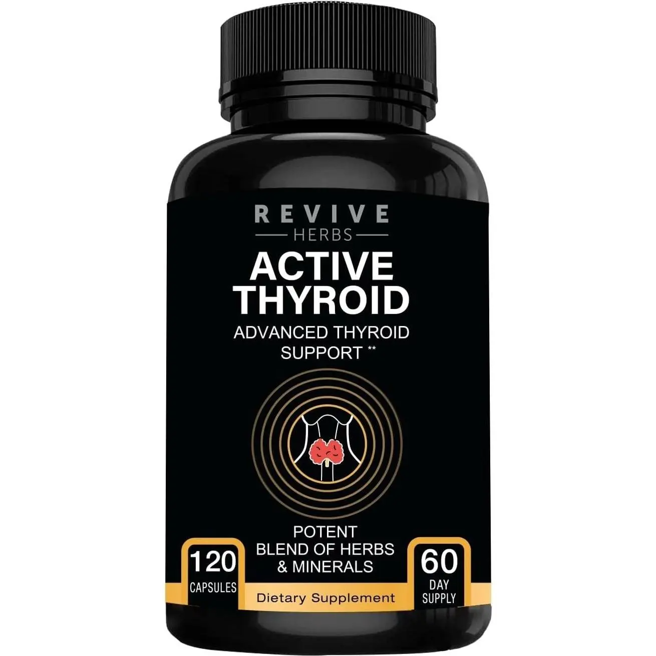 Thyroid Support: Powerful Blend of Ashwagandha, Iodine, Selenium, Magnesium, Zinc, Vitamin B12 & More for Optimal Health - 120 Capsules