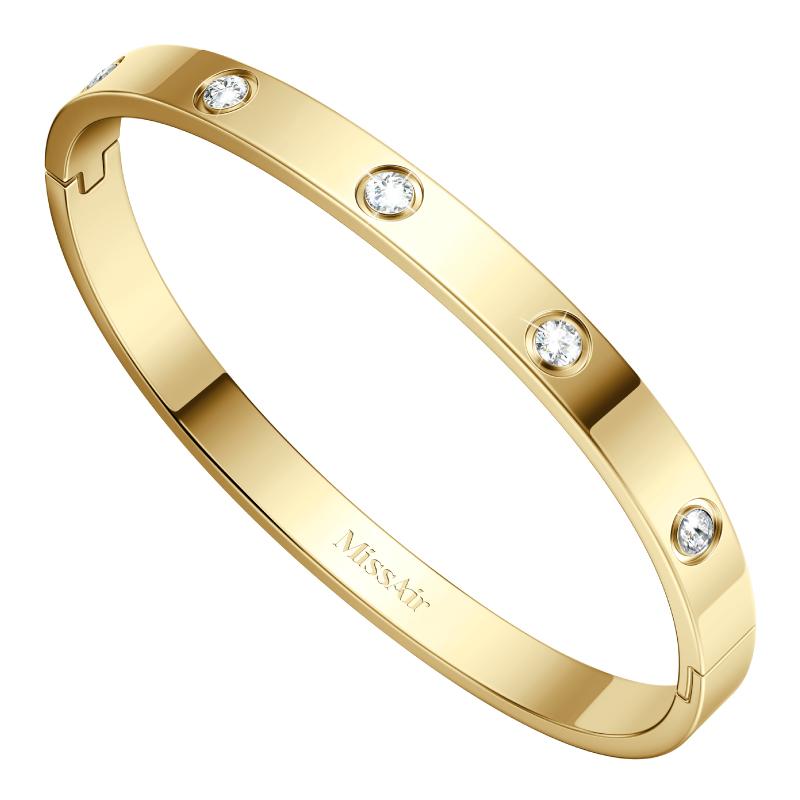 Missair Fashion Rhinestone Decorated Bangle LOVE Bracelet for Women Girls - Elegant Jewellery for Party, Daily Clothing Decor, Birthday Gift