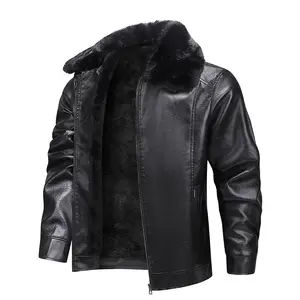 "Classic Black Leather Jacket with Faux Fur Collar | Ultimate Warmth & Timeless Style " Casual Formal