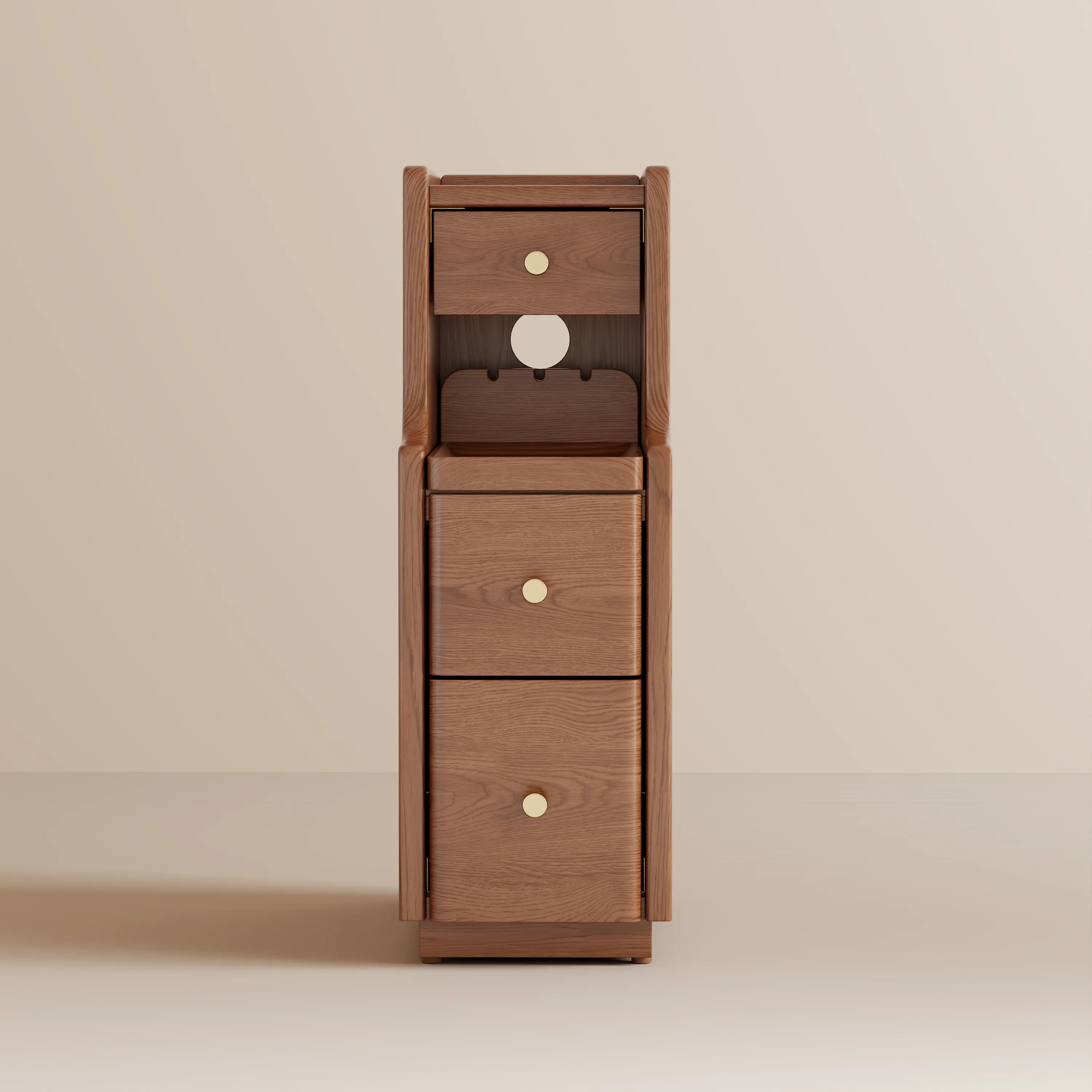 100% Solid Wood Fully Assembled Nightstand - Narrow 3-Drawer Slim Bedroom Table with Clean Aesthetic, Quiet Glide Drawers, Fits Between Beds for Small Room Ideas & Modern Bedroom, 3‑Drawer Tidying