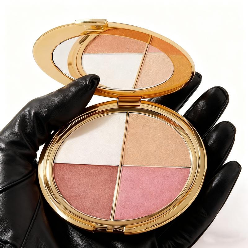 freeWomen's Highlighter &Cheek Palette GlowjiuHighlighter & CheekPalette with Brush,a 4-in-1Multi-FunctionalMakeup Palette for HighlighterEyeshadow,Blush,Contouring,andFoundation