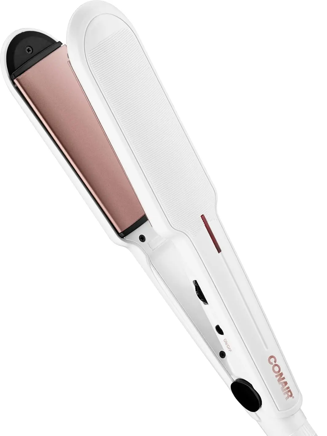 Conair Double Ceramic Flat Iron, 1½-inch Flat Iron, 5 Heat Settings Up to 410°F, Extra-Wide Floating Plates, For All Hair Types and Textures, White