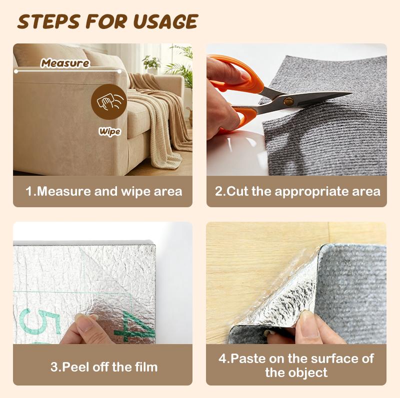 Cat Scratch Furniture Protectors, Self-Adhesive Sofa Scratch Protectors, Durable Cat Scratching Post Rugs, Trimmable Sofa and Wall Protectors, Cat Scratching Boards - 4Pcs