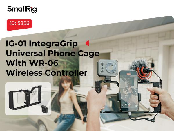 SmallRig IntegraGrip Wireless Control Universal Phone Cage, Ultra-Wide Dual handgrip Smartphone Video Rig with Cold Shoe Mount, Suitable for iPhone 17 16 & Android, for Videomaker Vlogging Content Creator Kit Camera Tripod 5355/5356