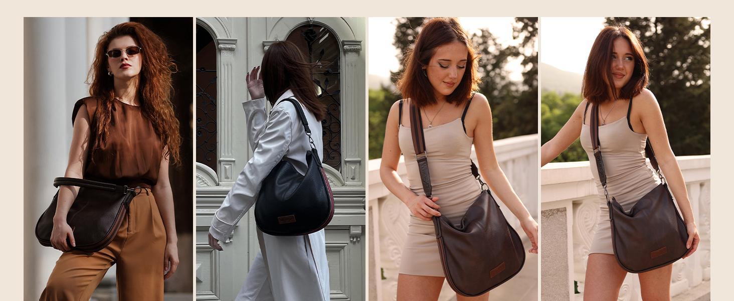 Wrangler Hobo Bags Large Crossbody Bags for Women Shoulder Purses with Striped Cotton Straps