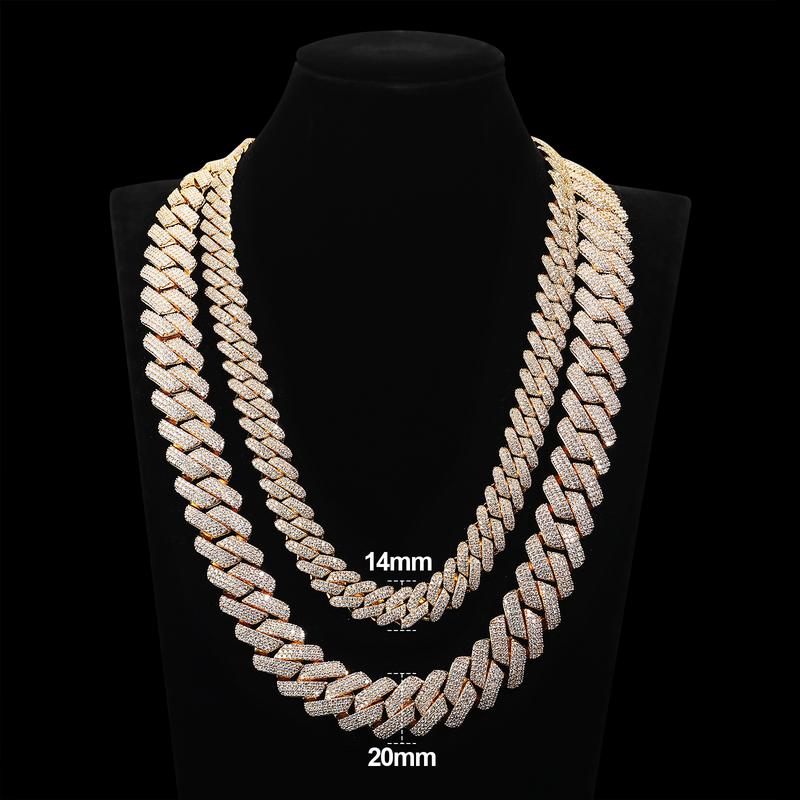 【#CZP397】Shining Cuban Chain Fashion Trend Square Necklace Miami Cuban Chain Ice Out Men's Hip Hop Rap Fashion Necklace Sparkling 14mm Width  FallFreshness