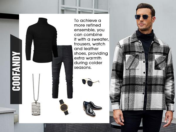 COOFANDY Lightweight Fall Outfits Classic Menswear Flannel Shirts Casual Button Down Plaid Shirt Jacket Long Sleeve Fleece Shacket with Pockets Coats  Outerwear Overall Stylish Corduroy Tops