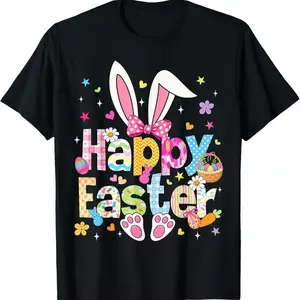 Easter Bunny Vibes!  Colorful Happy Easter Lettering T-Shirt | Must-Have Cute Spring Outfit A312