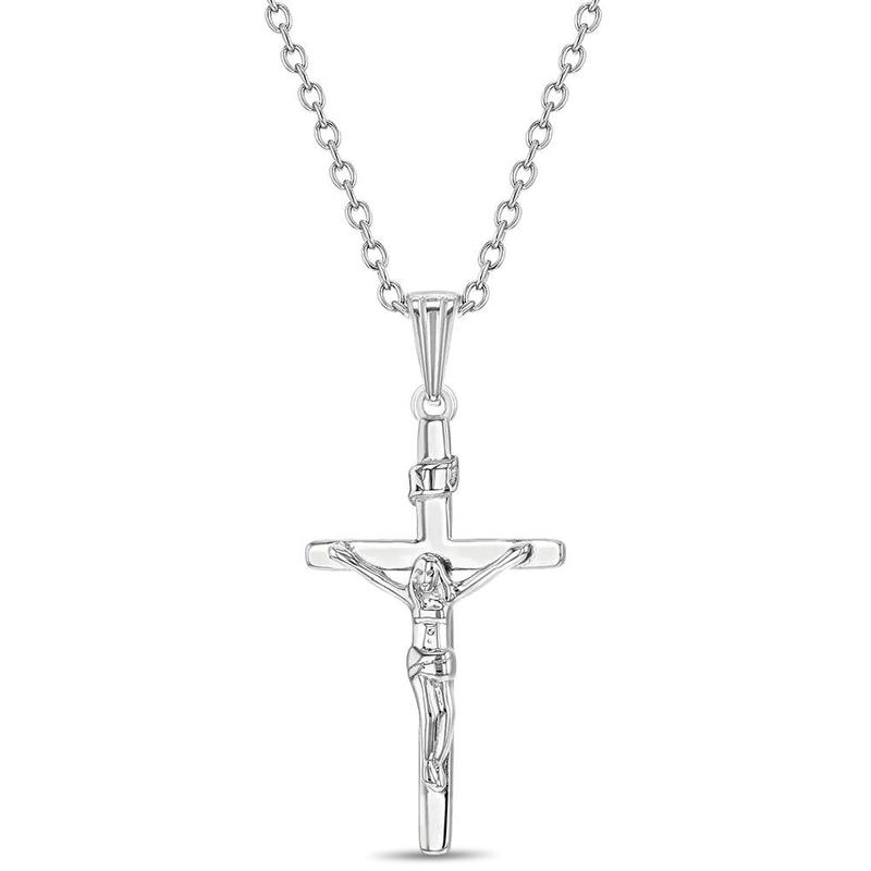 Classic Crucifix Cross 25mm Kids/Children's/Girls Necklace Religious - Sterling Silver