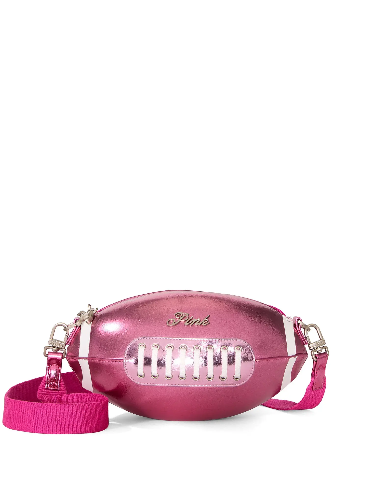 PINK Metallic Football Crossbody Bag