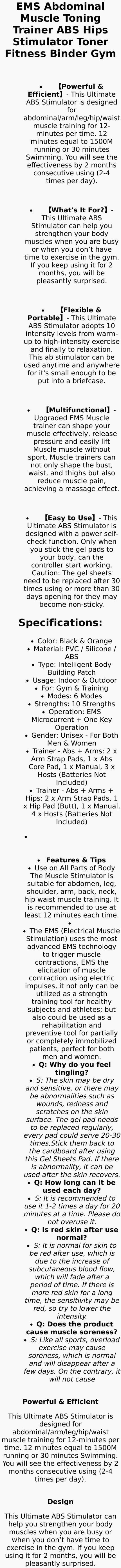 EMS Abdominal Muscle Toning Trainer ABS Stimulator Toner Fitness Binder Gym Belt