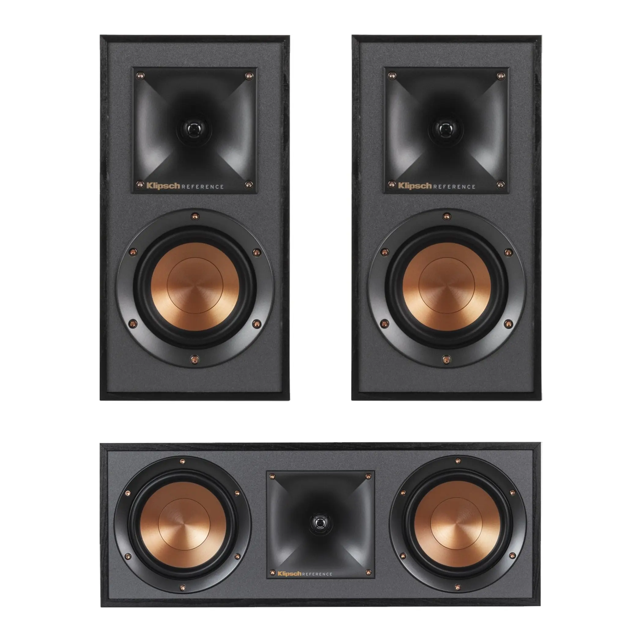 Klipsch R-41M MDF Bookshelf Speakers with Copper-Spun IMG & R-52C Dialogue-Enhancing Center Channel Aluminium Speaker Bundle for 3.1/5.1 Audio Systems, Home Cinema, Music Setup, Watch Party, Bundles